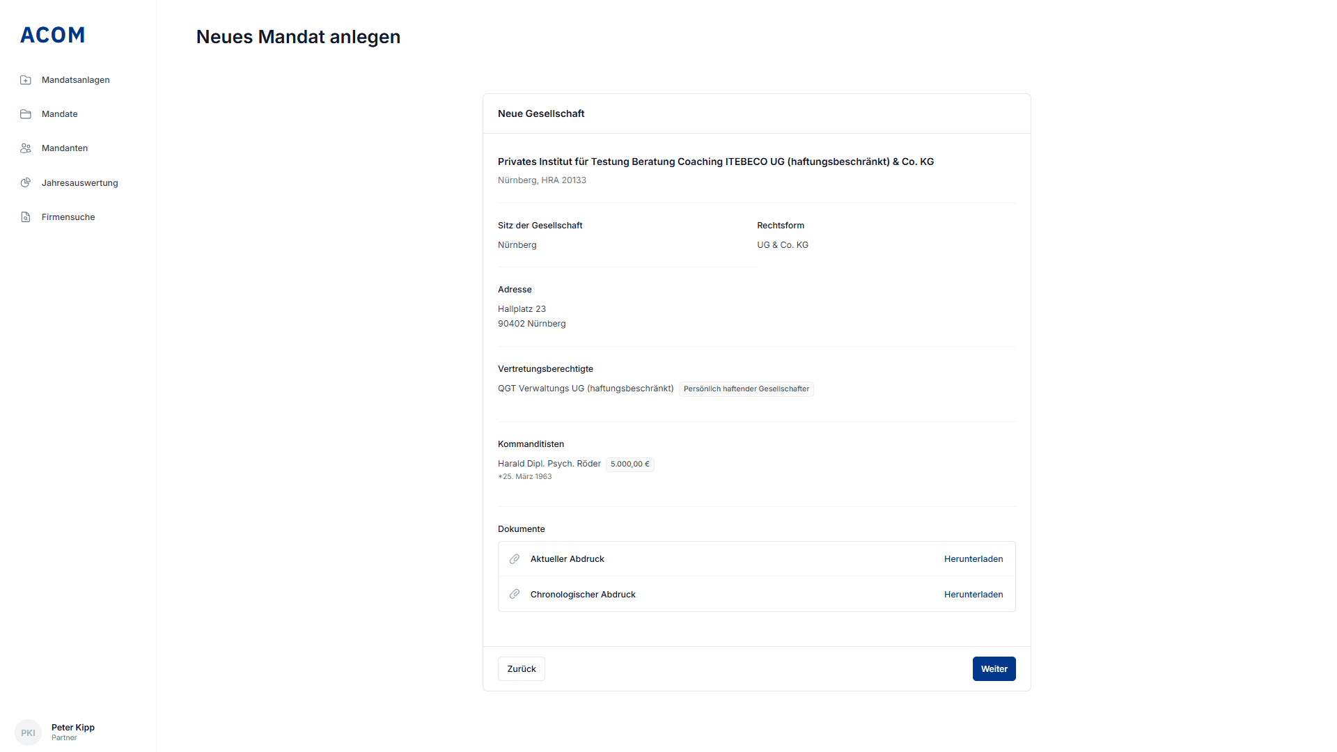 Automatischer Stammdatenabruf aus dem Handelsregister